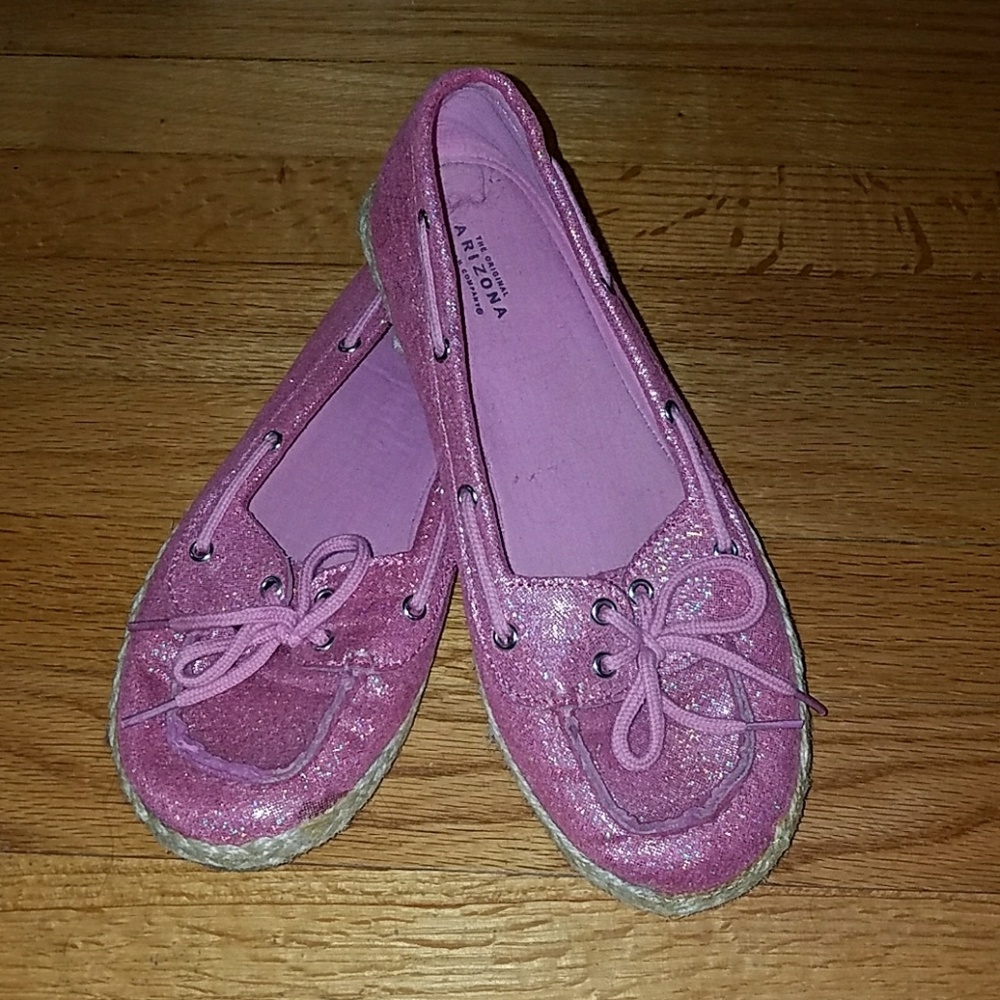 Adorable pink sparkle boat shoes